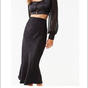 Black Silk Midi Skirt